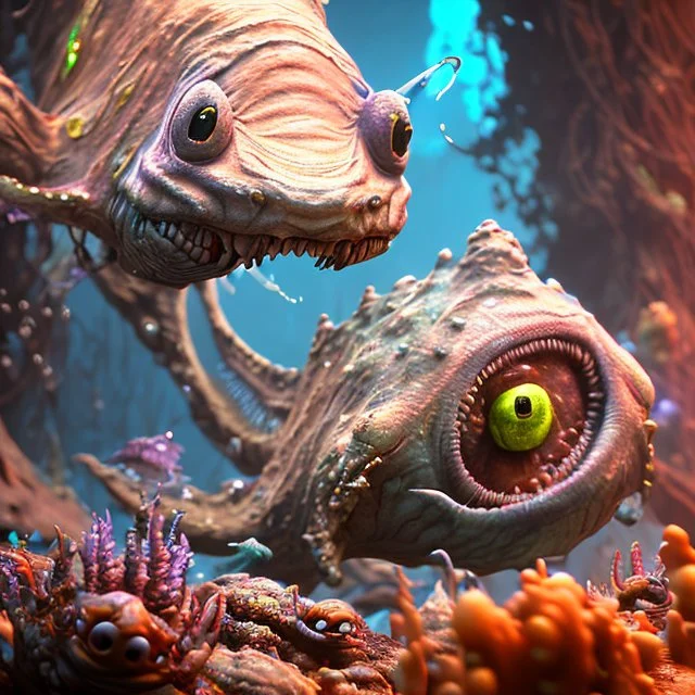 fluid ink angler fish creature, unreal engine 5, 8k resolution, photorealistic, ultra detailed