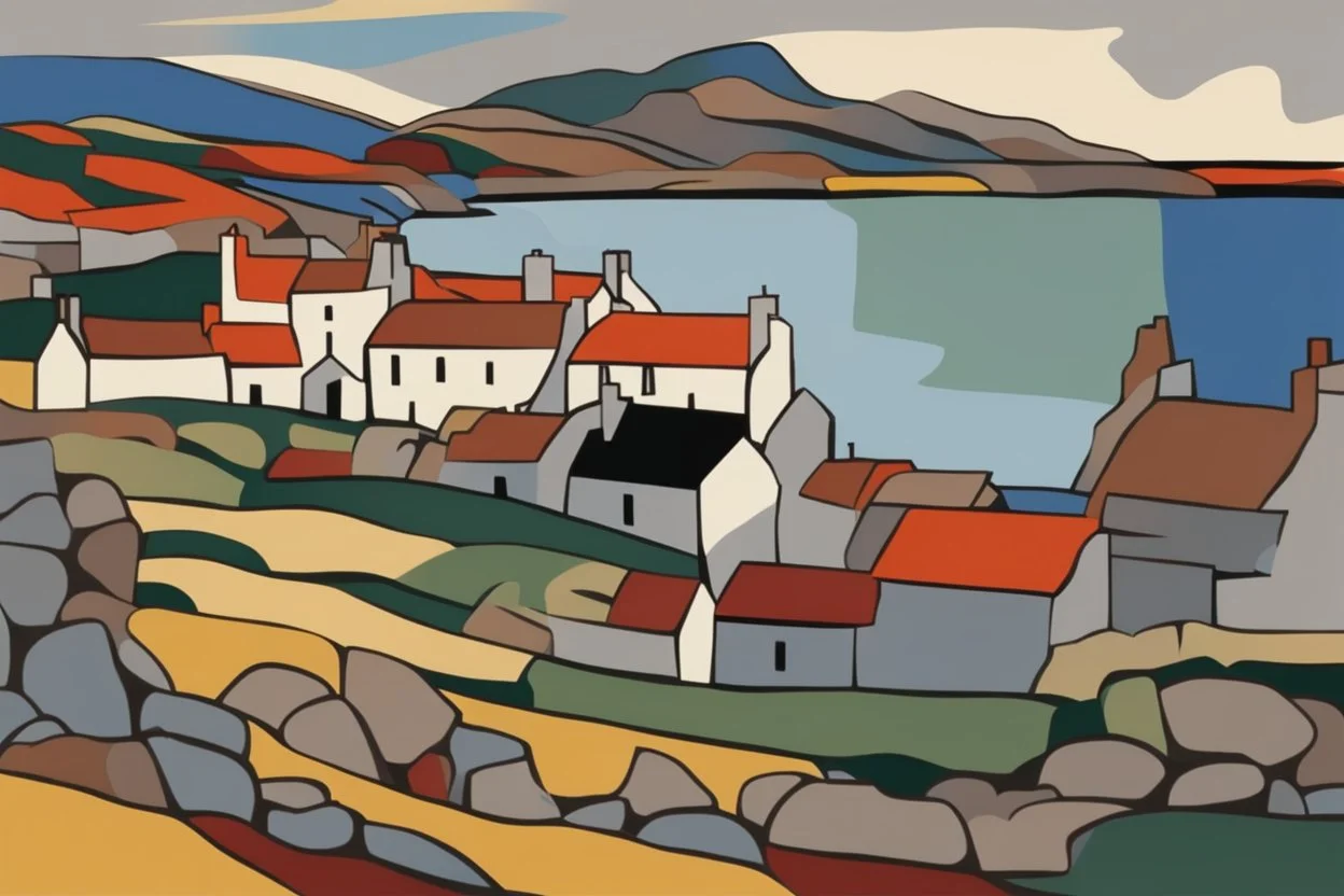 abstract landscape of iona in the style of the Scottish colourists