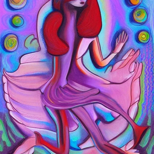 Full body portrait, painting, medium shot lady Style of LSD: Dream Emulator