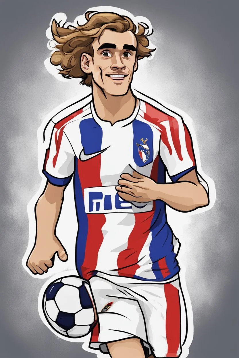 Antoine Griezmann French football player ,cartoon 2d