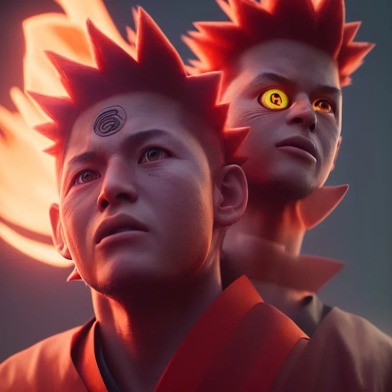 portrait of naruto, fire eyes, ultimate power, beast mode, unreal engine , cyberpunk effect,