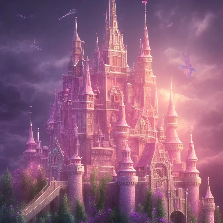 luminous castle pink Magic dream world