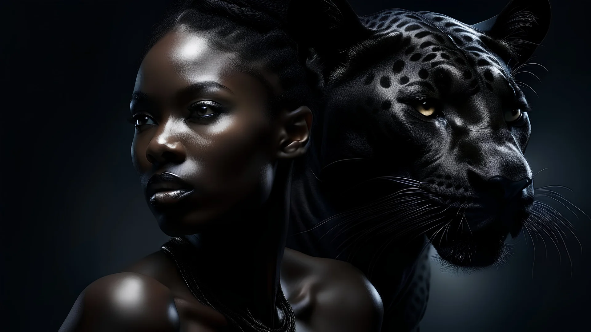 Metamorphosis of a woman into a black panther