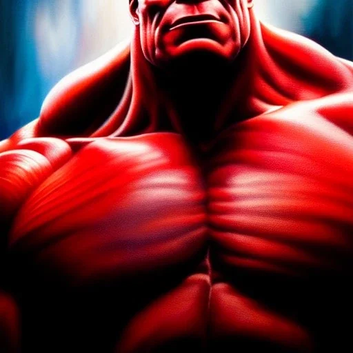 Ultra detailed fullbody Portrait in oil on canvas of Red Hulk,extremely detailed digital painting, extremely detailed face,crystal clear Big Glowing eyes, mystical colors ,perfectly centered image, perfect composition, rim light, beautiful lighting, 8k, stunning scene, raytracing, anatomically correct, in the style of robert e howard and Ken Kelley and Ohrai Noriyoshi and Simon Bisley and tomzj1