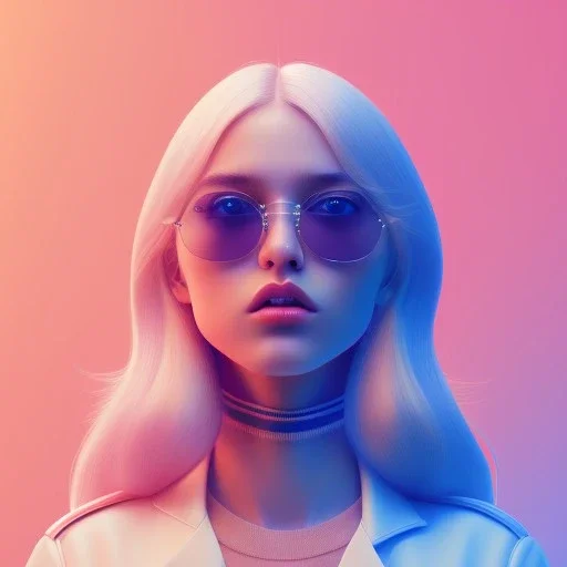 isometric clean art of symmetrical super cute cute cute girl wearing shades, full wet lips, soft lighting, overcast shadows, soft pastel gradients, high definition, 3d icon clay render, blender 3d, studio lighting, god rays, octane render, unreal engine 5