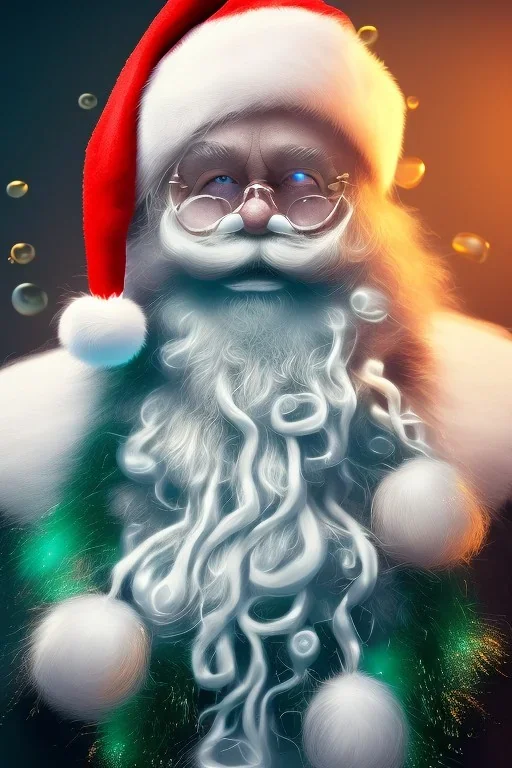 All Black Santa, ghost, wearing green mask, white smoke, red green blue, rage, high definition, ultra 8 k, volumetric lighting, blue fire, rain