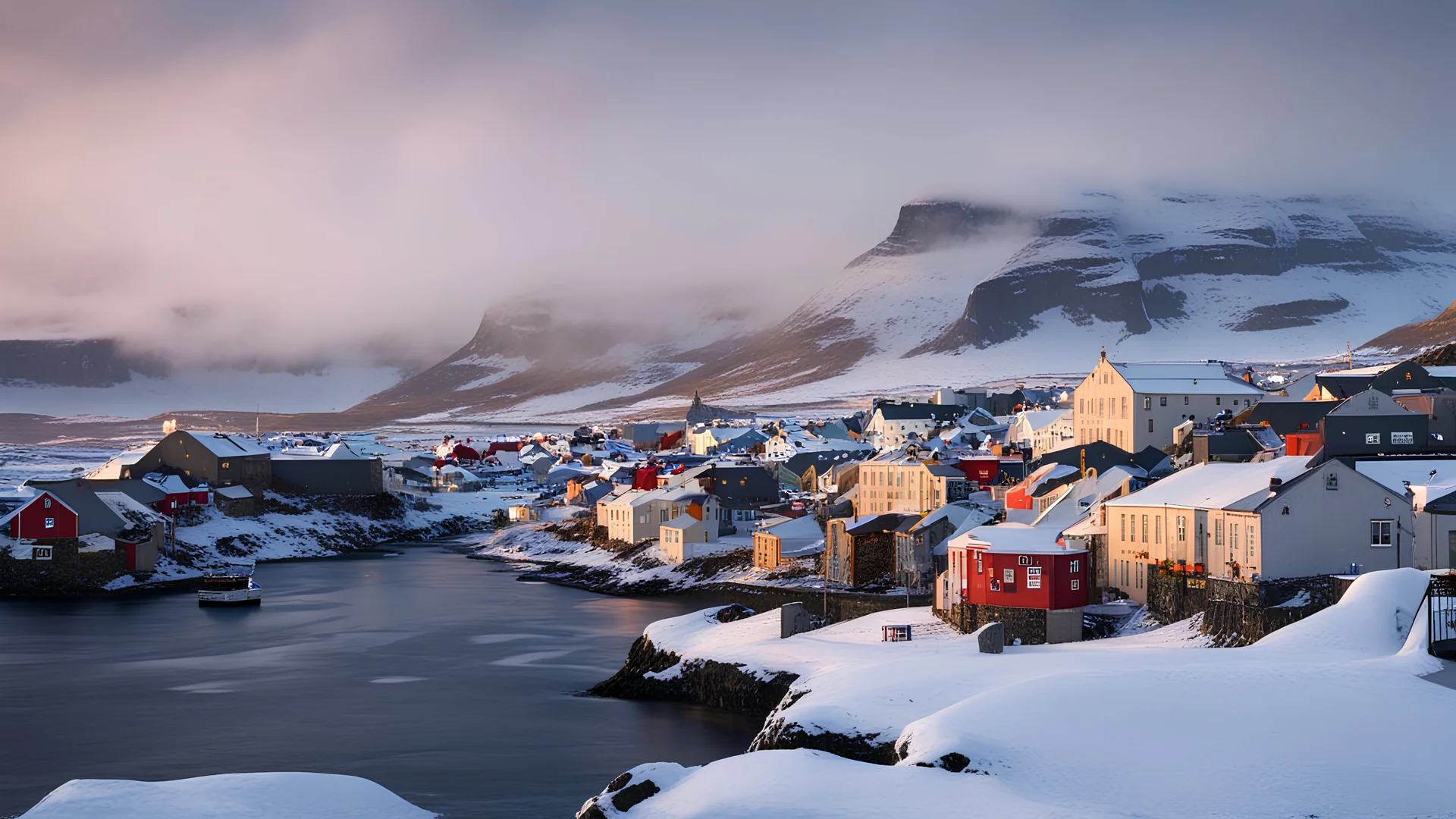 The town of Stykkisholmur winter