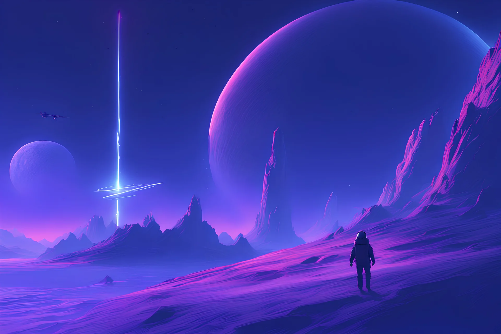 a sci - fi fi fi fi fi fi fi fi fi fi fi fi fi, a detailed matte painting by Christopher Balaskas, behance contest winner, space art, synthwave, matte painting, volumetric lighting