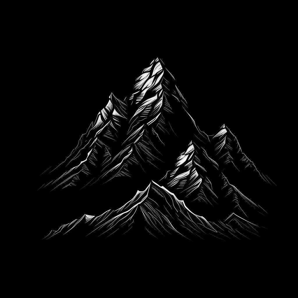 draw a simpel black mountian with black background