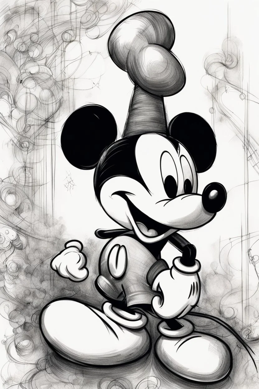 Sketch of Mickey Mouse, insane details