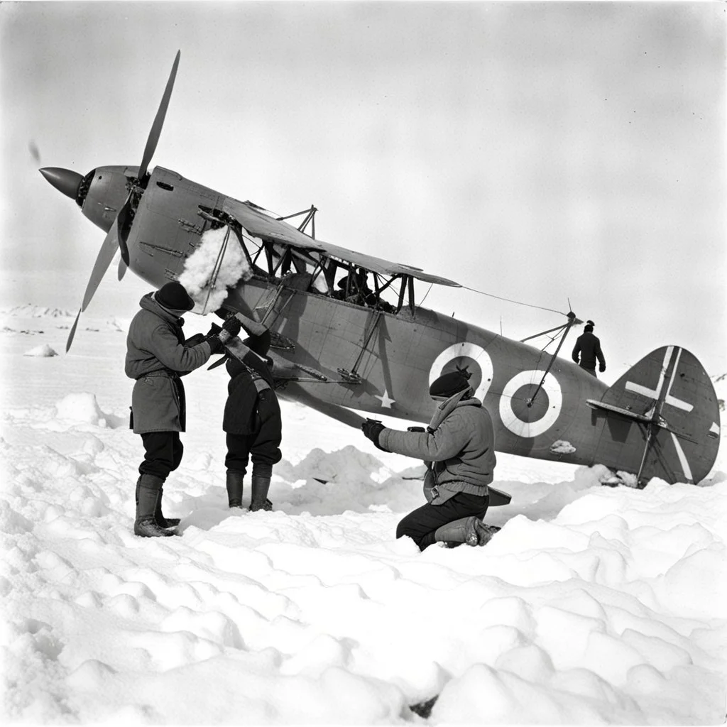 Eskimos constructing their combat planes.