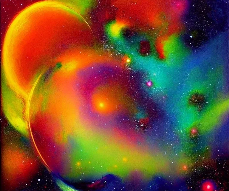 Vía Lactea. Art by "Guillermo Pérez Villalta". Vivid colors contrasts in an impressive way.