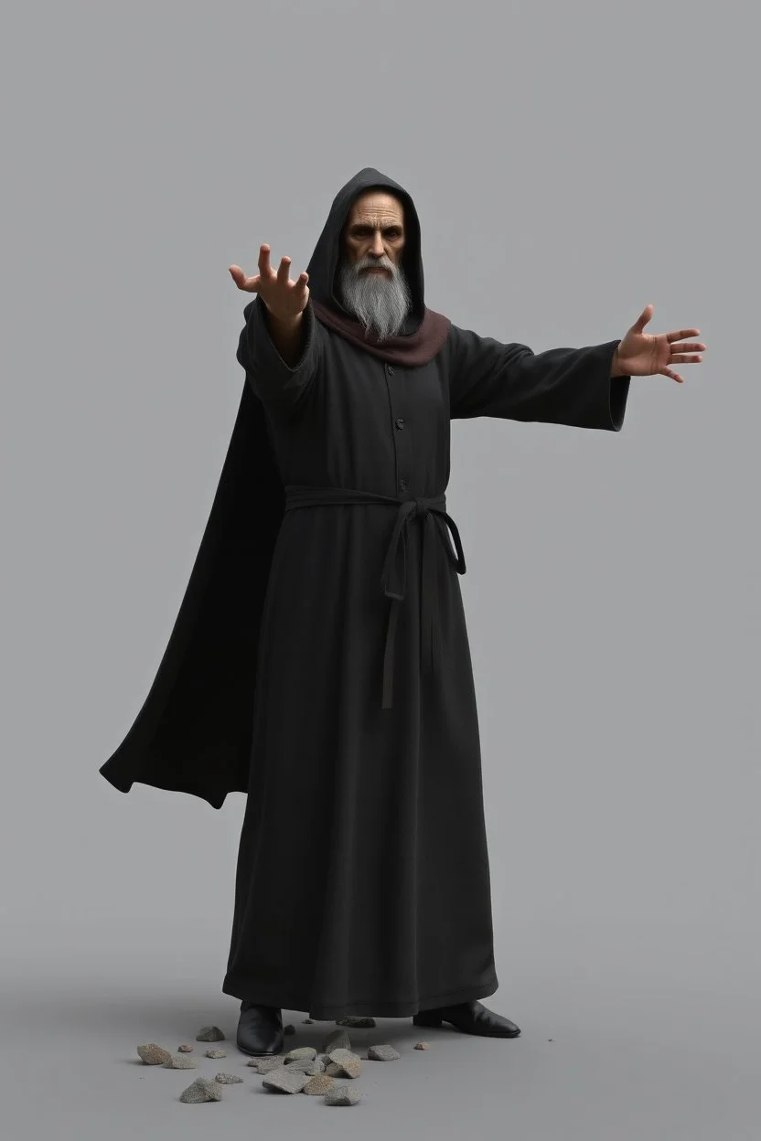 russian monk for a horror , silent hill style, 3d model, t-pose, full length, a pose