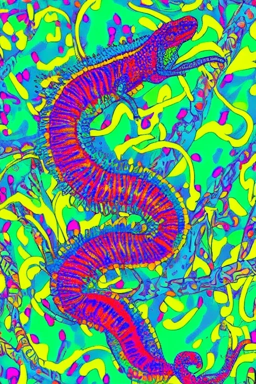 neon color chameleon psychedelic