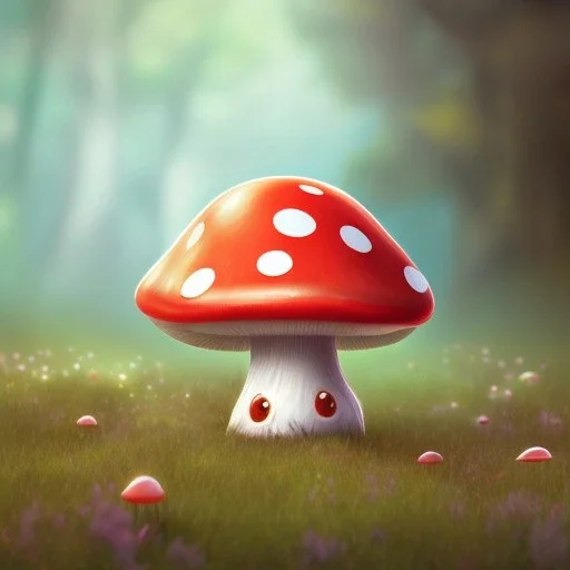 cute mushroom with cute face