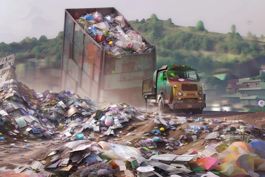 garbage dump, hills, smog, with pollution, double exposure photography, colourful nature, clean sharp focus, on white background, Fractal Geometry, sacred geometry, hyper detailed,