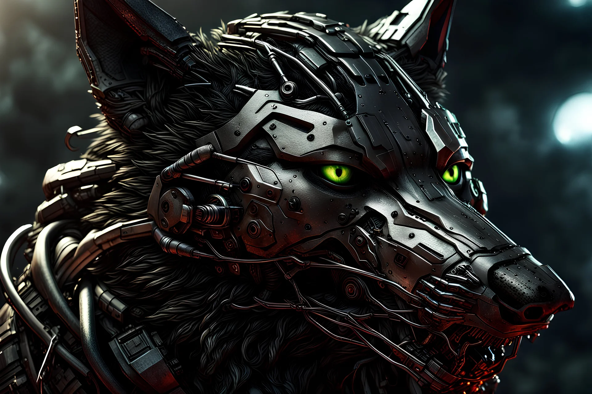 discarded lifeless wolf, georgeous, beautiful, complex, detailed, high resolution, photorealistic, sharp focus, 8K, atmospheric, epic composition, dystopian, cybernetic, futuristic, etheral, hyperdetailed, highly detailed, polished, meticulous, biopunk, horror, eerie, accurate lighting, portrait 4к фото реалистичное