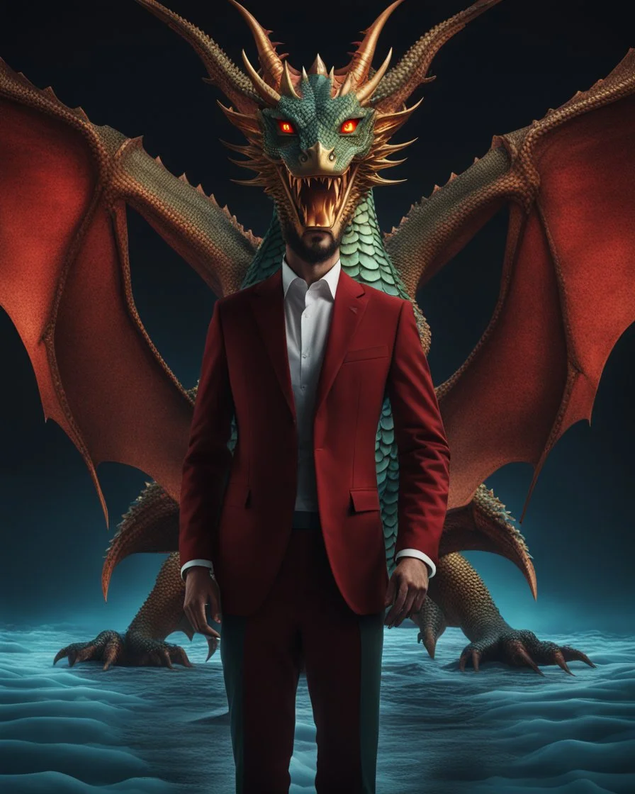 Dragon man as Avatar surreal 8K image