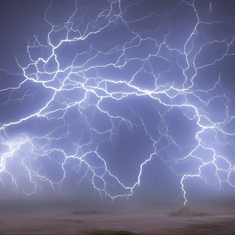 a single sparse, fractal lightning in thunderstorm. trending on artstation. dreamlike