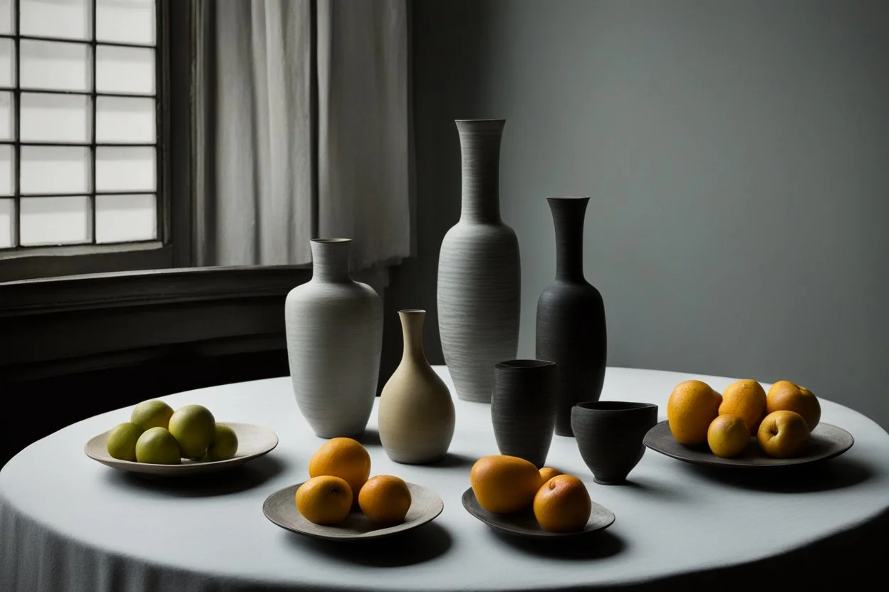 Still life on a table in the style of Vilhelm hammerschoi