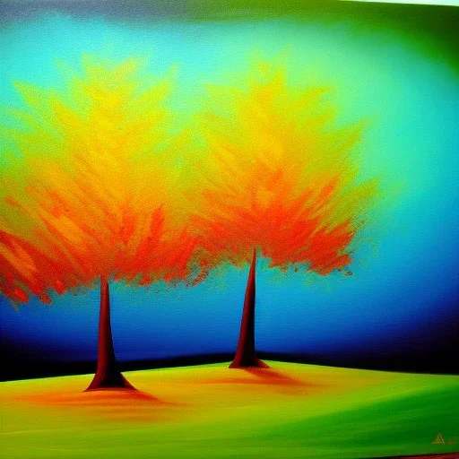 landscape tree painting abstract