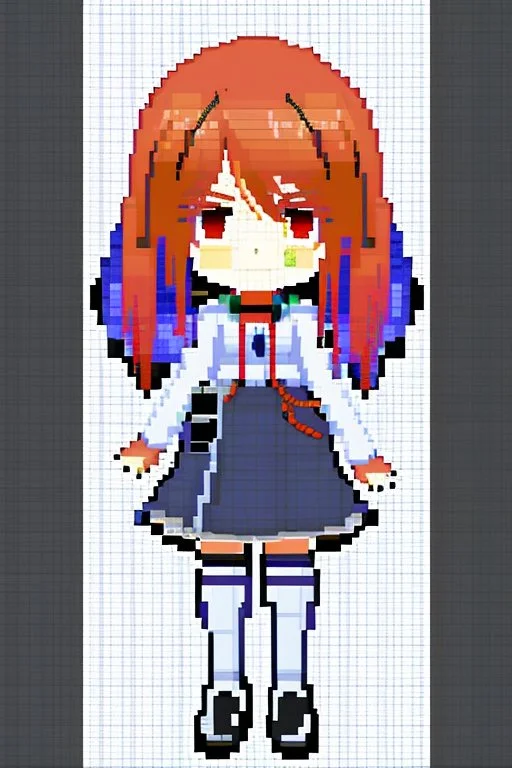 anime girl in pixel art