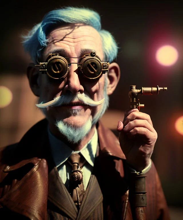 steampunk, cabaret scene. old man. little monkey, Sunglasses, rain, smoking, happy, hot. people background, highly detailed, concept art, unreal engine 5, god rays, ray tracing, RTX, lumen lighting, ultra detail, volumetric lighting, 3d, finely drawn, high definition, high resolution.