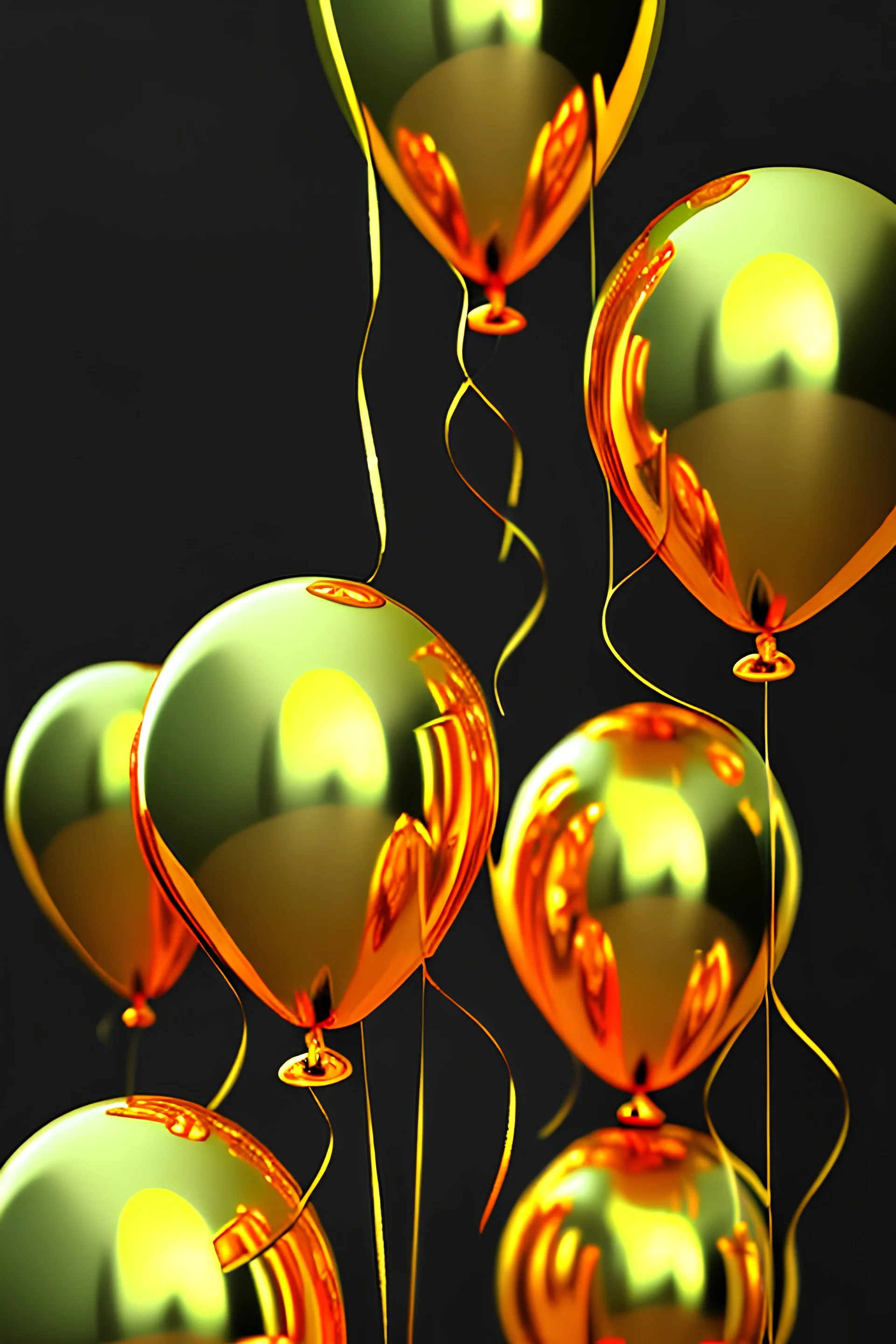 gold balloons on the black background