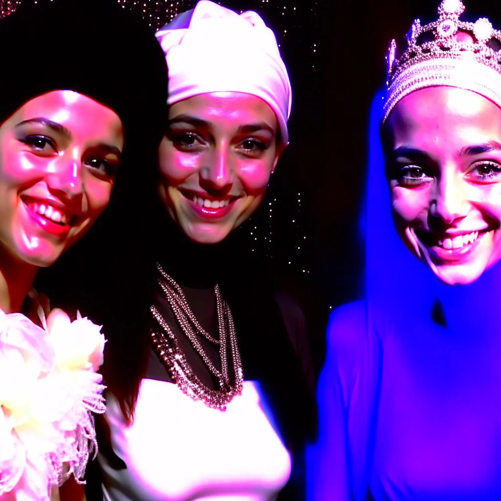 ((Masterpiece:1.2)(award-winning:1.1) caliber, professionally executed,utmost (precision and ultra-detail:1.3)techni-color , In the style of (ellen von unwerth:1.2, (Zdzisław Beksiński:0.5, John William Waterhouse,John Singer Sargent) in a desaturated, realistic, pop art style), glamor shot, 24-year-old Arab woman. Her long, curly black hair cascades down her shoulders, framing her face and her large, blank eyes. Her petite body,barbie aesthetic, portrait taken at Glamour Shots, 1988 captivating