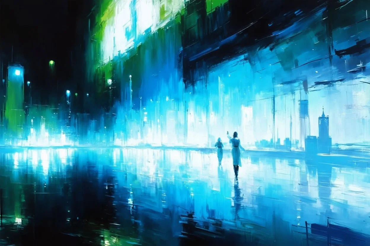 Night, City, sci-fi, future, music videoclips influence, claude monet impressionism paintings