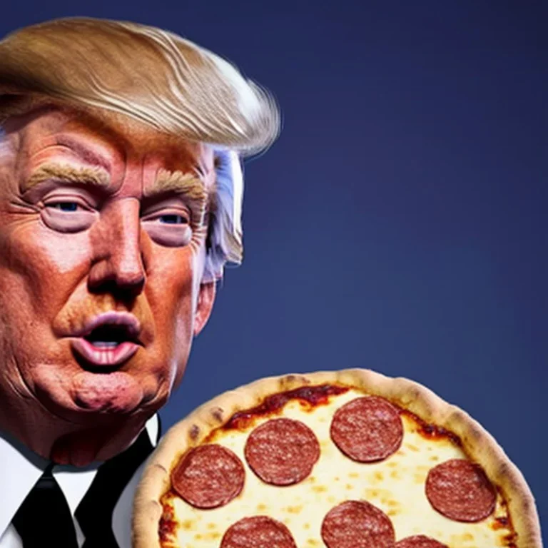 donald trump jumping on a pizza