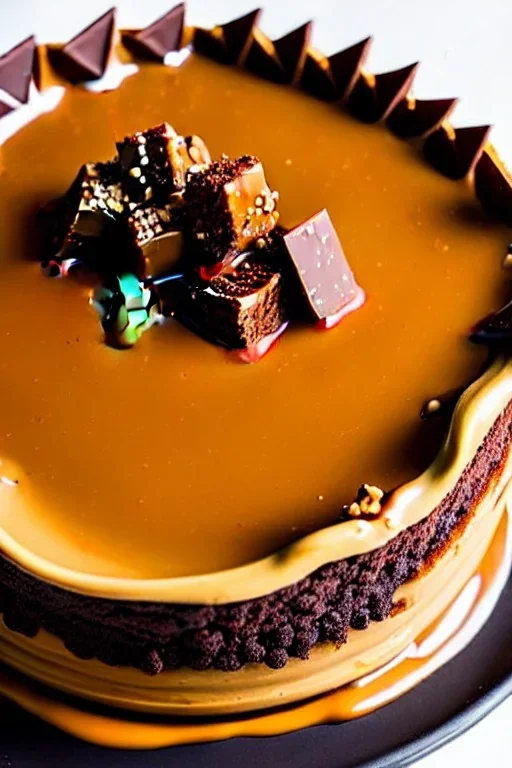 the world's most decadent maximalist dessert, oozing caramel, chocolate maximalism, unreal engine, maximalist dessert