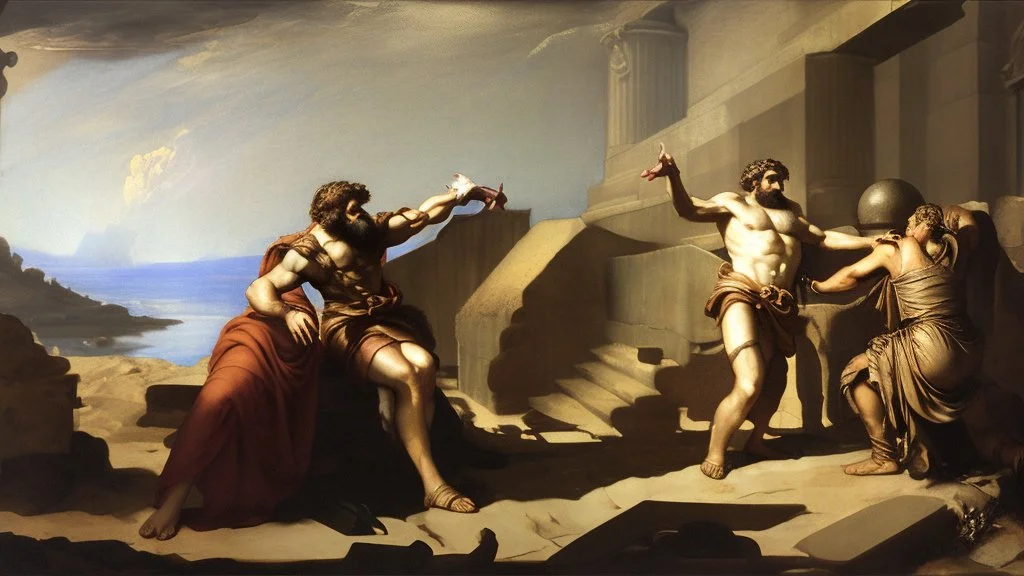 Odysseus steals palladium by titian