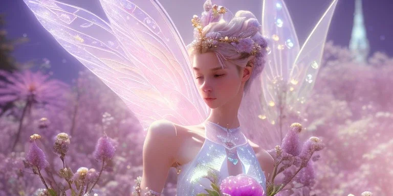 crystal subtle flower in a galactic ambiance beautiful fairy, transparent, delicate colors, in the foreground, full of details, smooth，soft light atmosphere, light effect，vaporwave colorful, concept art, smooth, extremely sharp detail, finely tuned detail, ultra high definition, 8 k, unreal engine 5, ultra sharp focus