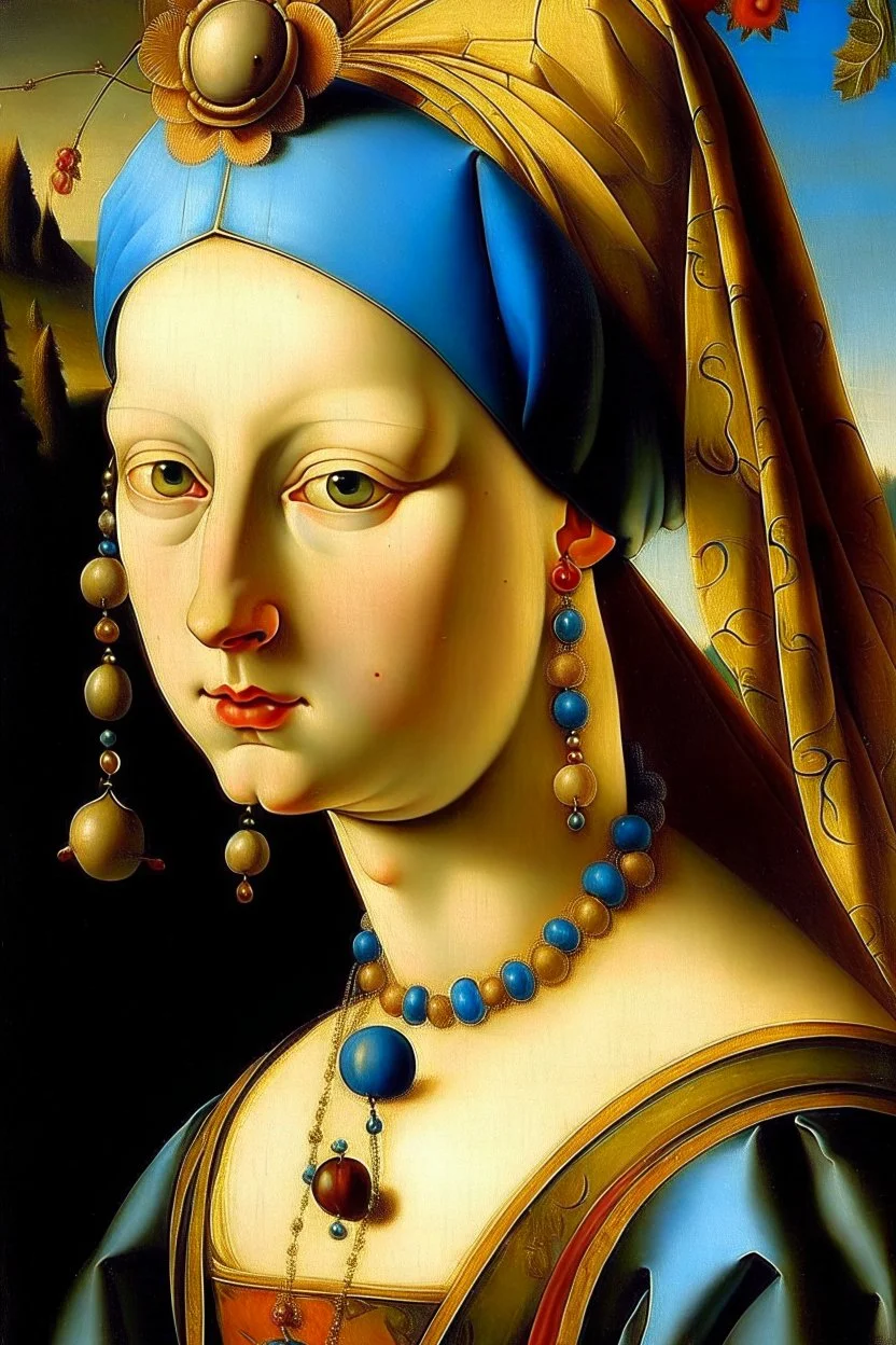 Johfar Bosschart style, beautiful young female in royal dress closeup portrait painted by Hieronymus Bosch