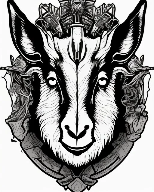 I want a goat head in vector black and white white background