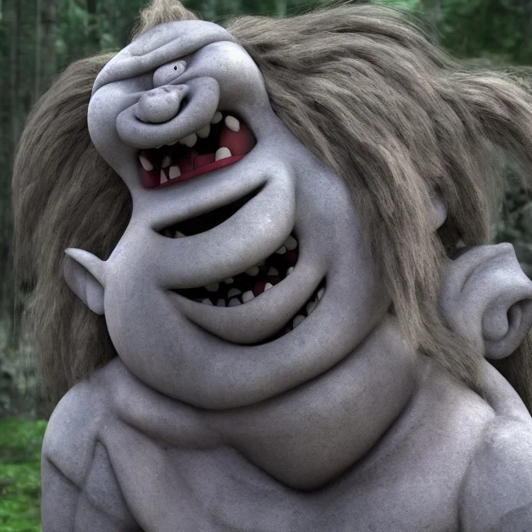 A nordic stone troll in the style of the movie "Trolls" on netflix