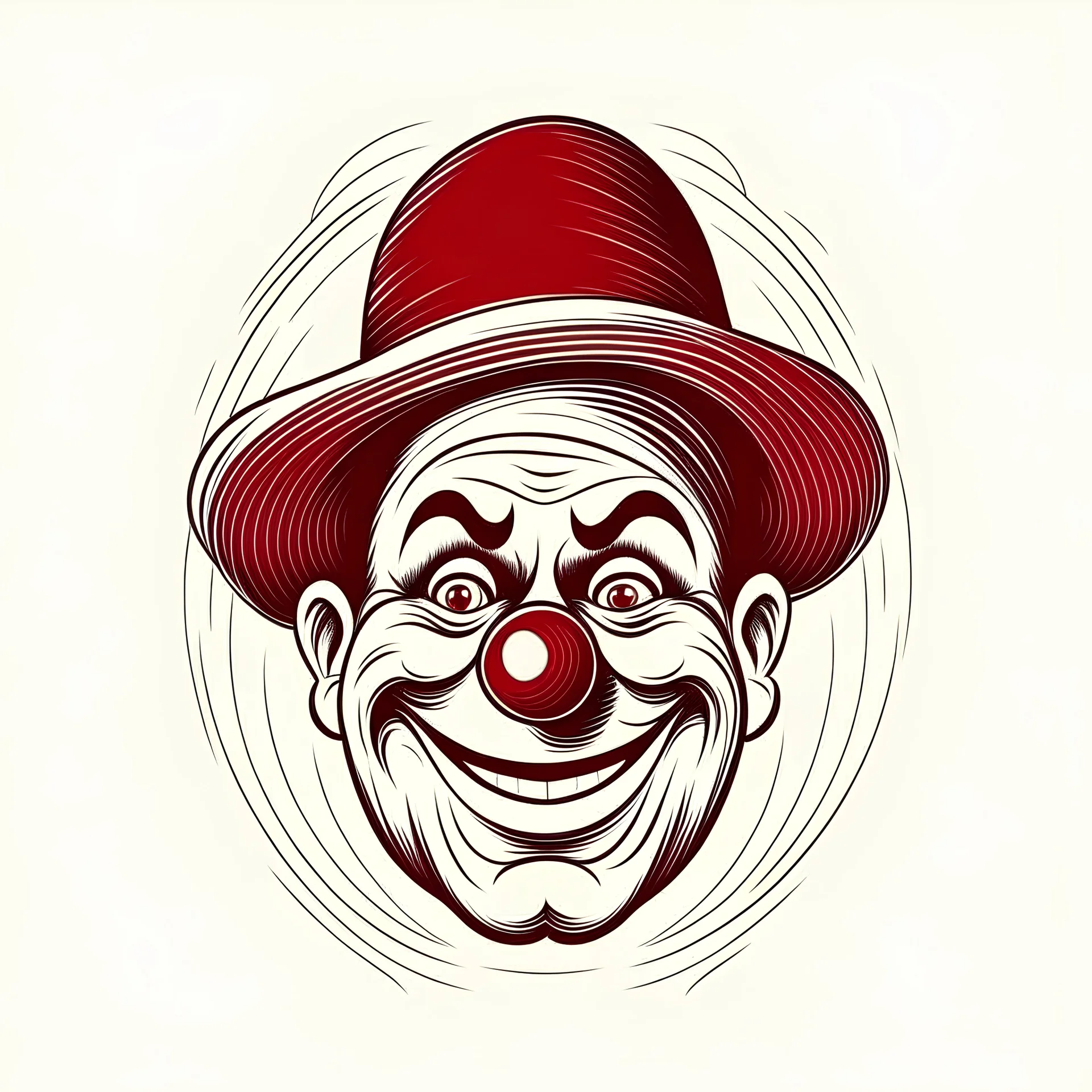 ilustración sencilla del rostro de payaso de circo sonriendo