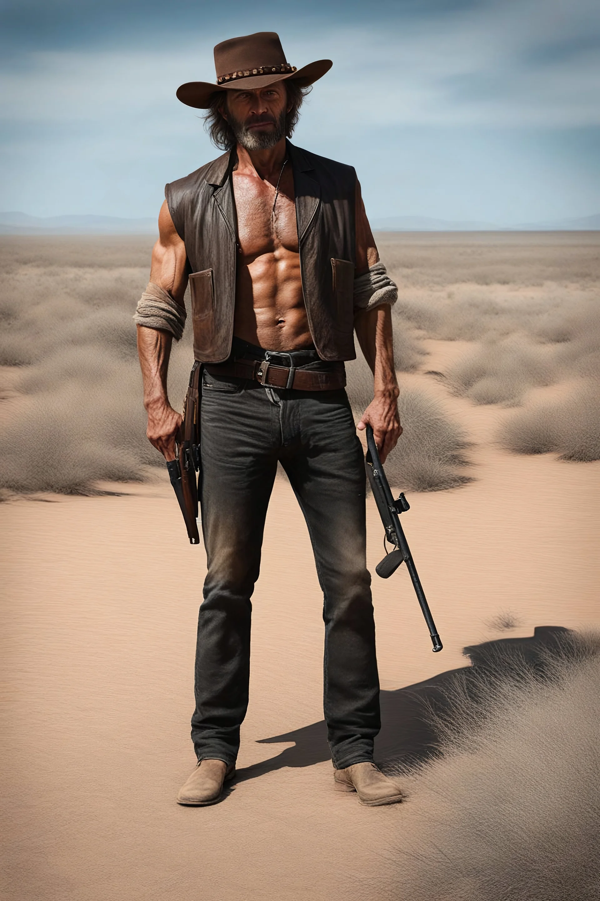 Full Color - Extremely muscular The Outlaw Jose Wales, in the style of Clint Eastwood, 4k, 8k, 16k, 32k. 100k UHD, ultra hyper resolution, extremely detailed, hyper-realistic, photorealistic, Realism Engine, EpicPhotoGasm, Realistic Vision V51, Realistic Stock Photo, ProtoVision, Realism Engine, RealVis XL, Zavy Chroma XL, RealVisXL v4, Realistic Vision V5.1, AbsoluteReality v1.8.1, 100k Super UHD professional quality photograph, full body portrait, Extremely colorful,