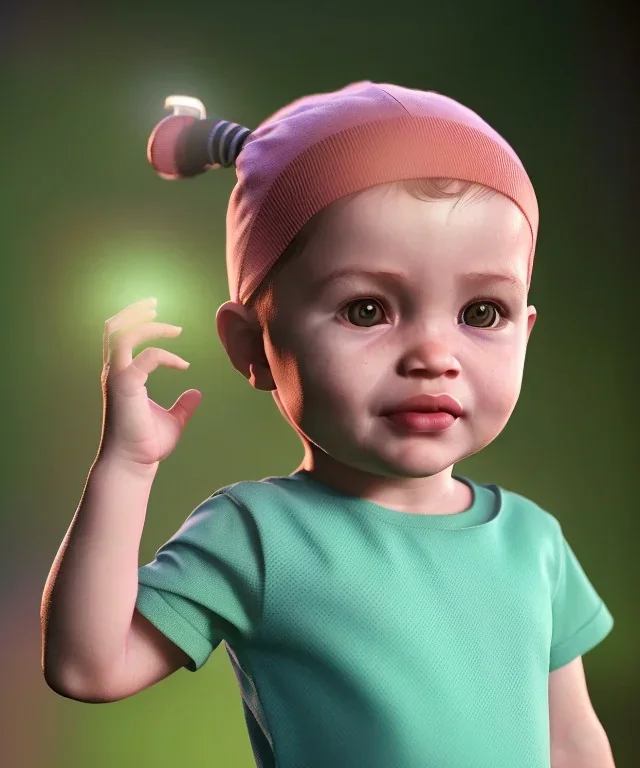 Vanda vision toddler, full body, dramatic lighting, hyper realistic