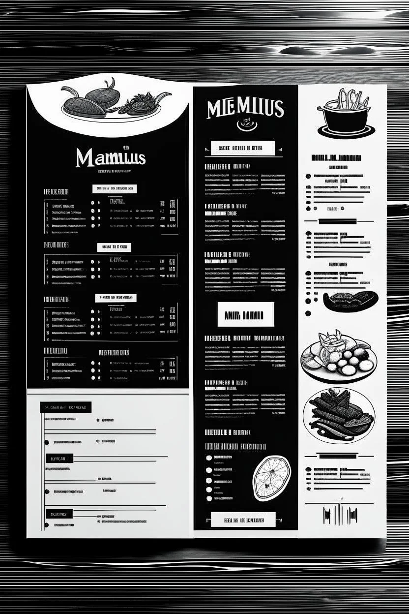 restaurant menu vector white and black