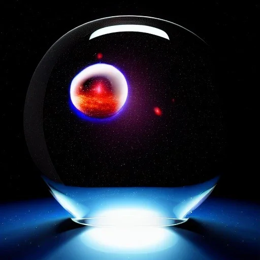 The universe is inside a glass ball over table, angry, emperious, 8k resolution concept art portrait