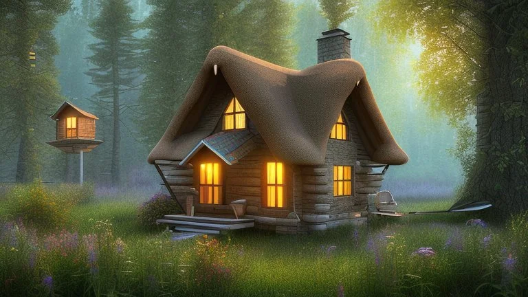 cottage in the middle of the forest