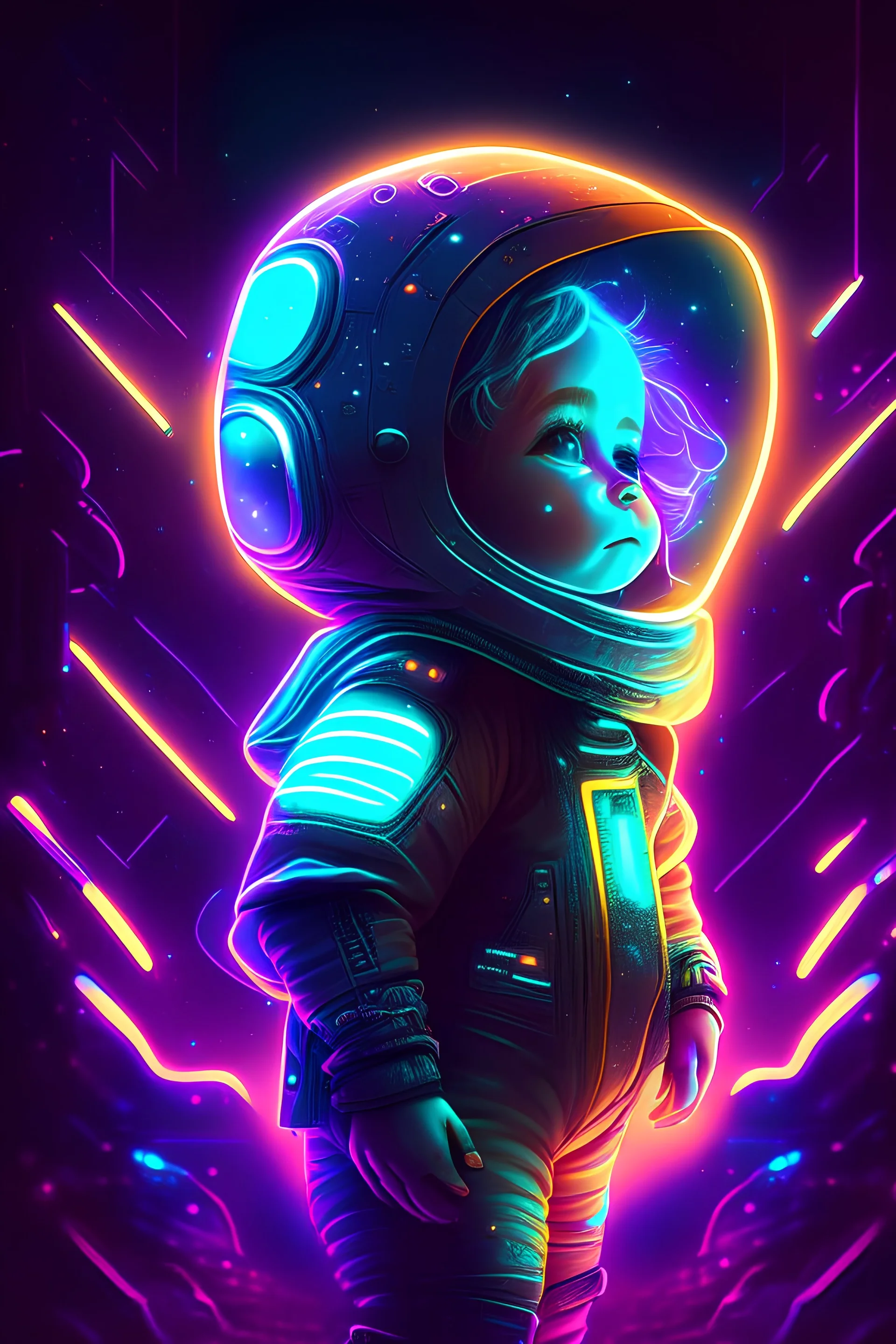 Little ambassador, banner, intergalactic, sci-fi, neon,