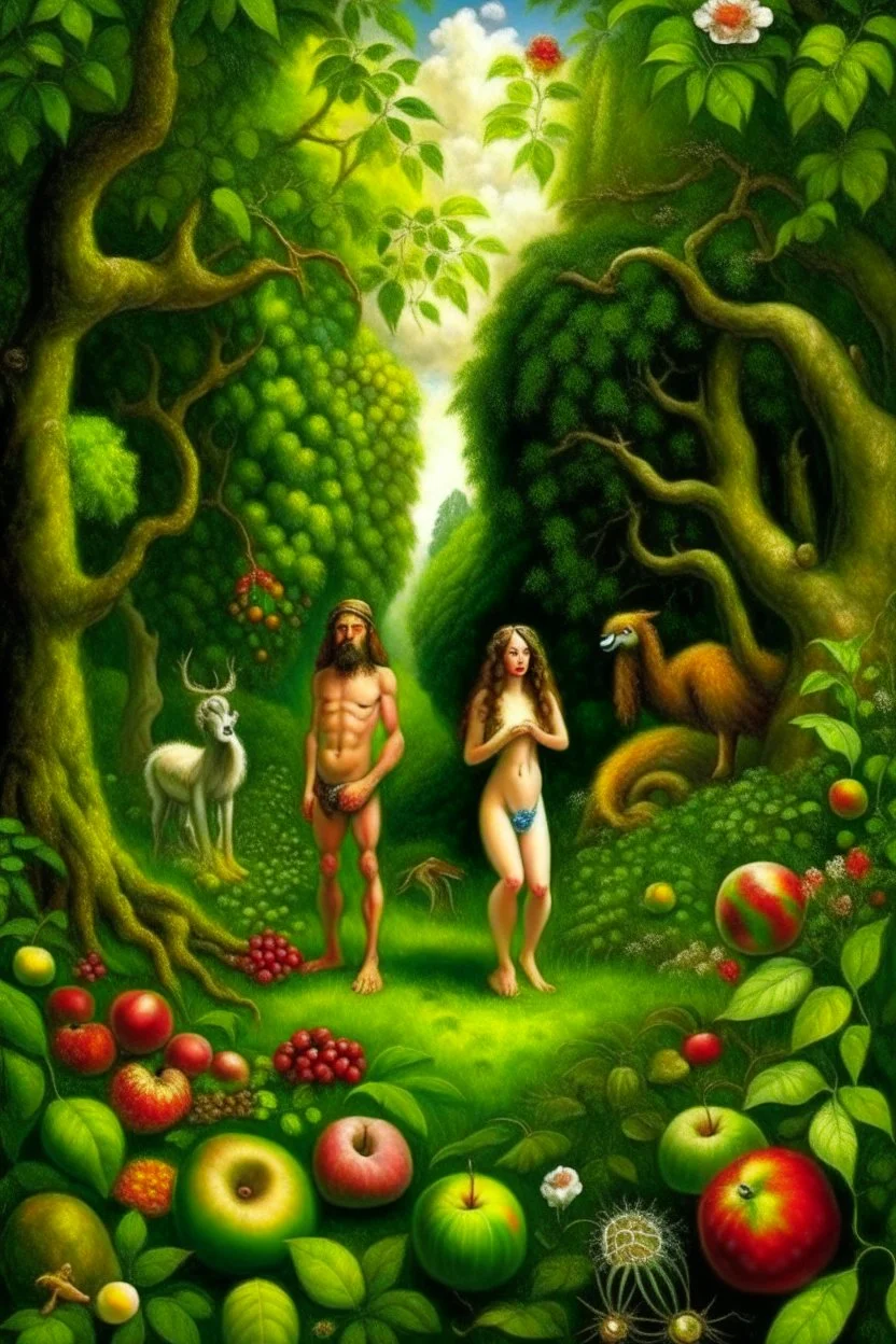 Adam and eve in the garden of Eden