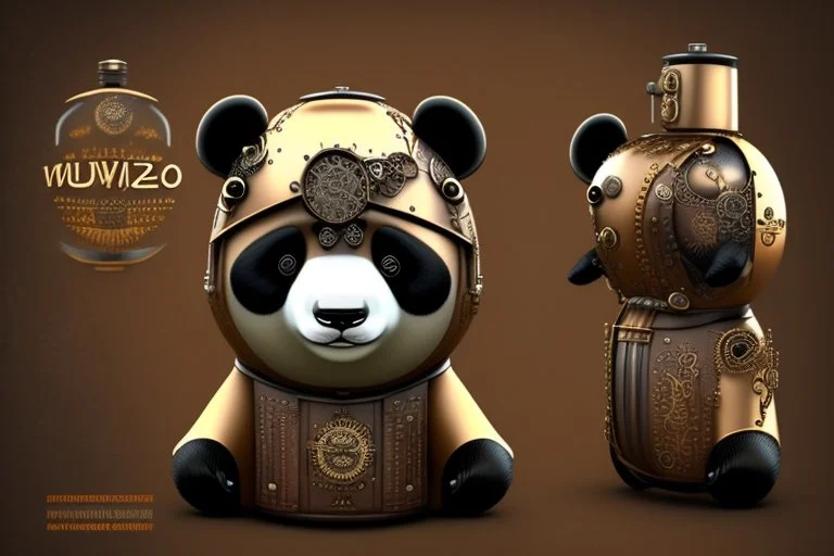 steampunk panda in moutai whiskeychinadesign