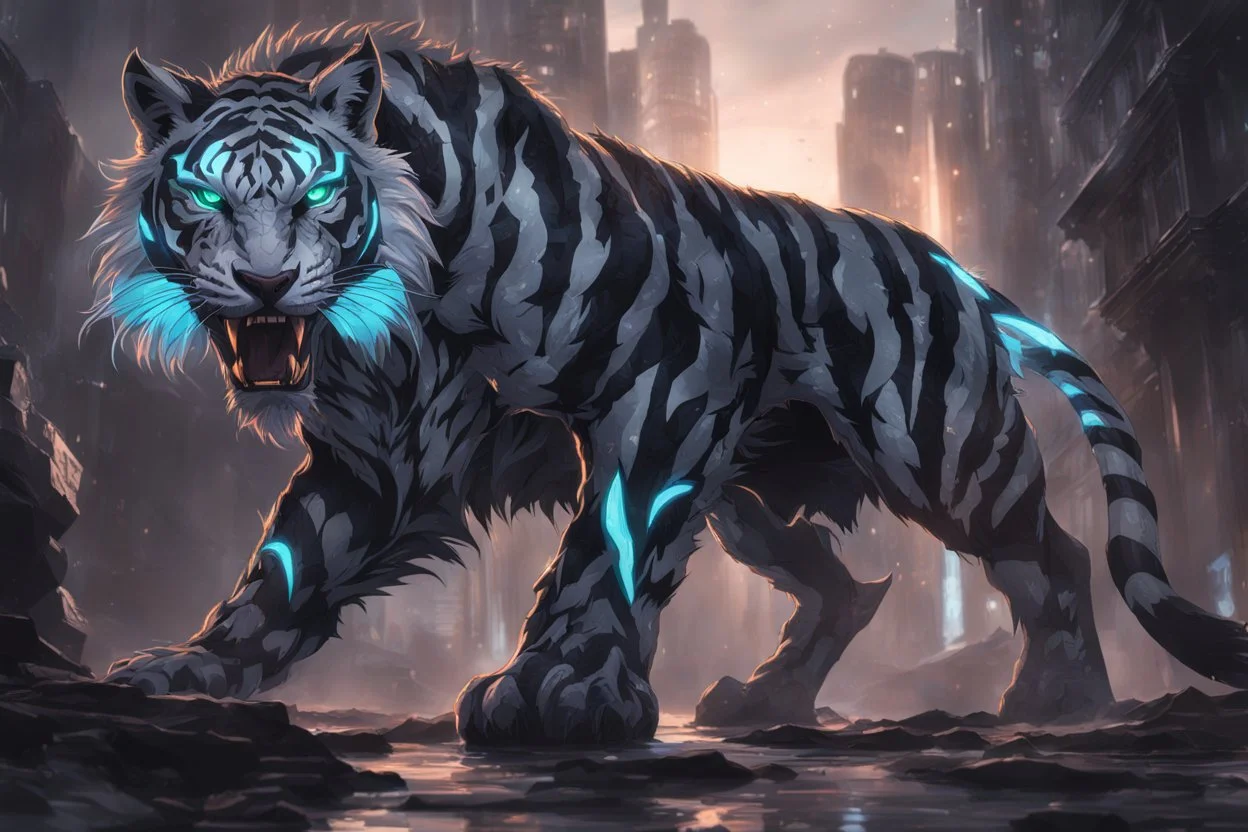 Venom in 8k solo leveling shadow artstyle, ice white tiger them, neon effect, full body, apocalypse, intricate details, highly detailed, high details, detailed portrait, masterpiece,ultra detailed, ultra quality