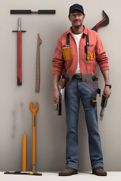 draw a helpful and handy man with tools that always is ready to help