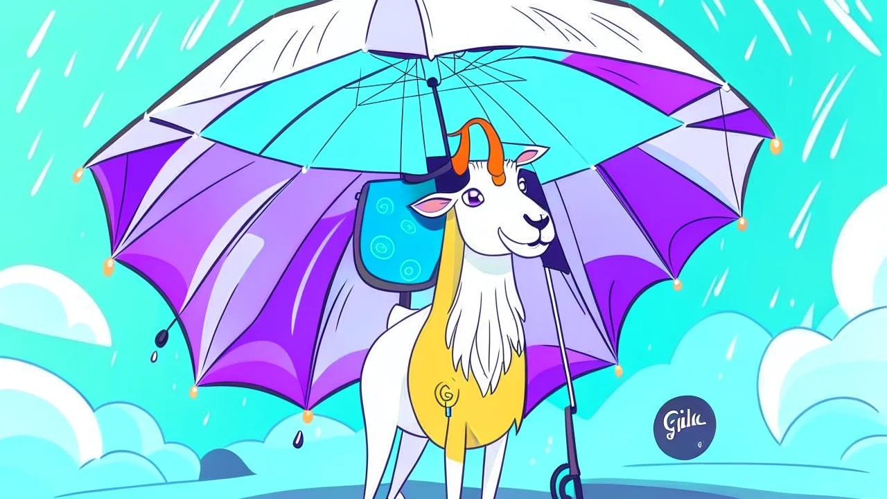 Goat holding a cisco branded umbrella in the AWS cloud