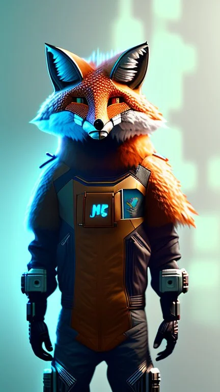 A fox fursona, Trending on artstation, Furry art, Digital art, Cyberpunk, High quality, Backlighting